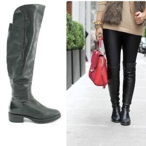 Boots Size 9 Vintage OTK Tall Black Leather Thigh High Moto Flat Boots sz. 9